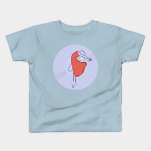 Vinyl - Ballerina dancer minimalist line art (blue) Kids T-Shirt